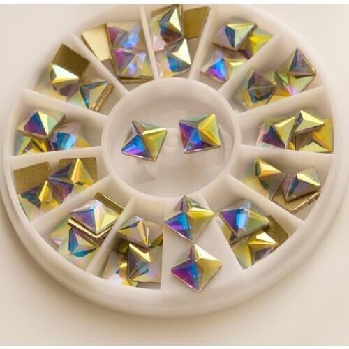 Super Bright Glass Strass Square Shape 20pcs Clear And Crystal AB Non HotFix FlatBack Nail Art Rhinestones Decoration