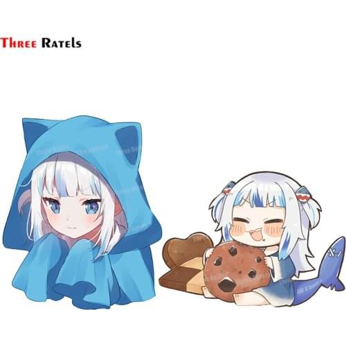 Three Ratels A292 Gawr Gura Hololive Anime JDM Car Sticker For DIY Decal For Suitcase Luggage Laptop Motorcycles Auto Pvc Decal