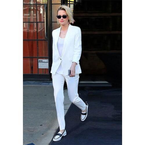 White Ladies Pantsuit Custom Made Business Pant Suits for Women Plus Size Blazer+Pants for Work Pantsuit for Wedding Party