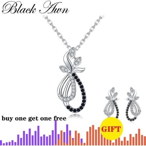 [BLACK AWN] Genuine 925 Sterling Silver Women‘s Necklaces Pendants Female Flower Sterling Silver Jewelry Girl Gift KN034