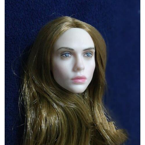 1/6 Scale Villa Head Sculpt with Blue Eyes Coffee Hair