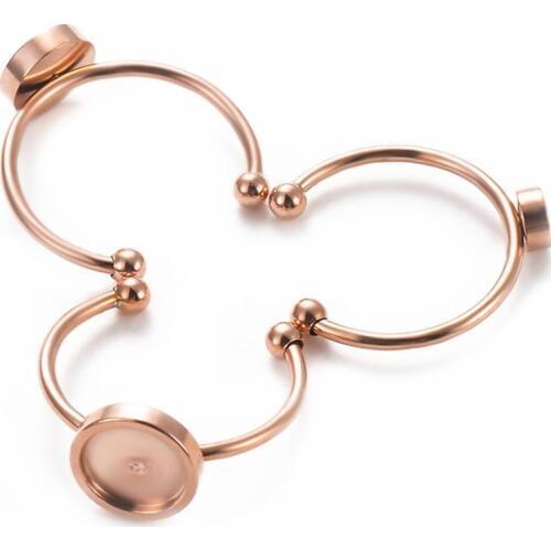 10pcs Stainless Steel Rose Gold Adjustable Ring Settings Blank/Base Supplies For DIY Ring Jewelry Findings Making Accessories