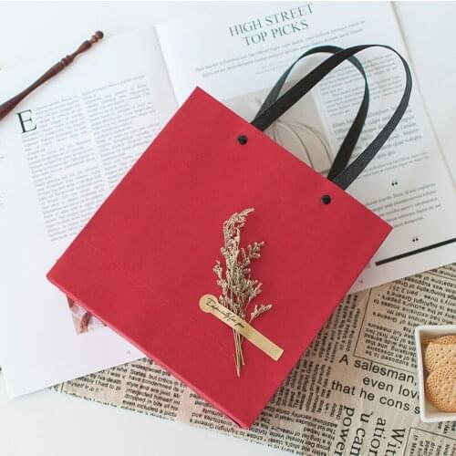 12pcs/lot New Arrive Korean Version of Exquisite Simple Lipstick Gift Rectangular Bag Paper Shopping Bag Party Wedding Favor