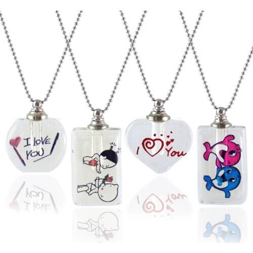 2PCS Love you Crystal Vial Pendants Perfume Bottle Charms Rice Charms DIY Name on Rice Art pendant Necklace Wishing Necklace