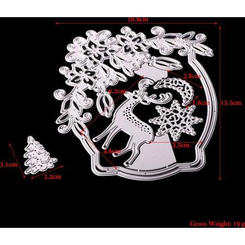 ABOOM Fresh Christmas Deer Moon Metal Cutting Dies For Scrapbooking Stencil DIY Album Cards Decoration Embossing Folder Die Cuts