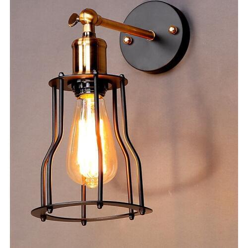 American Industrial Vintage Creative Retro Iron Wall Lamp Loft Style Simple Cage Bathroom Aisle Decoration Light Free Shipping