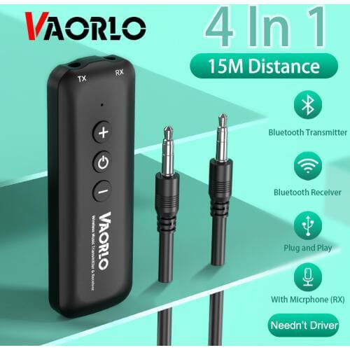 ZF-360B 4-IN-1 Bluetooth 5.0 Audio Transmitter Receiver USB 3.5MM AUX RCA Jack Low latency Wireless Adapter With MIC For Car TV