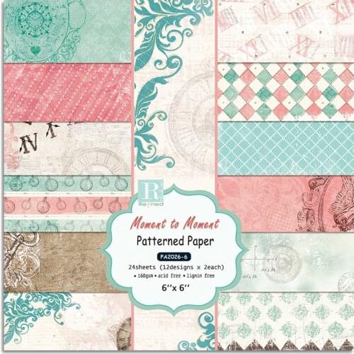 24 sheets 6"X6" Moment to Moment Patterned Paper Pad DIY Scrapbooking Paper Pack Handmade Paper Craft Background Pad Alinacutle