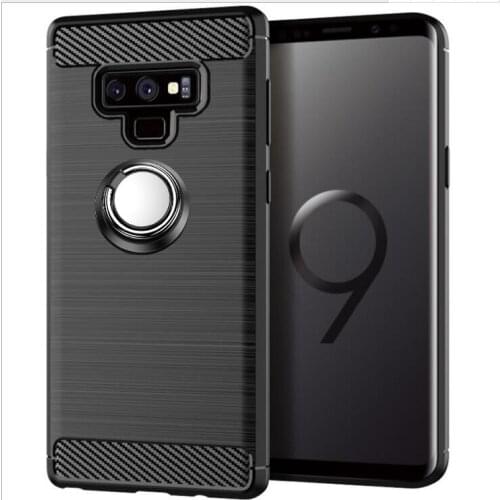 For Samsung Galaxy Note 9 Case Luxury Brushed Carbon Fiber Phone Case For Samsung Galaxy Note 9 Magnetic Ring Holder Cover Case