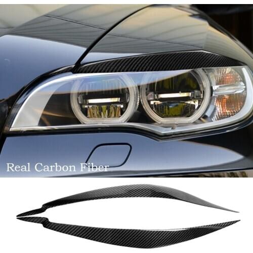 Real Carbon Fiber Headlight Eyelid eyebrow Cover Fit For BMW E71 X6 X6M 2008-14