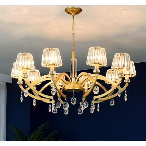 Deluxe K9 Crystal lampshade Chandelier led candelabro for Living Room Light Restaurant Bedroom Modern Luxury Chandeliers lustre