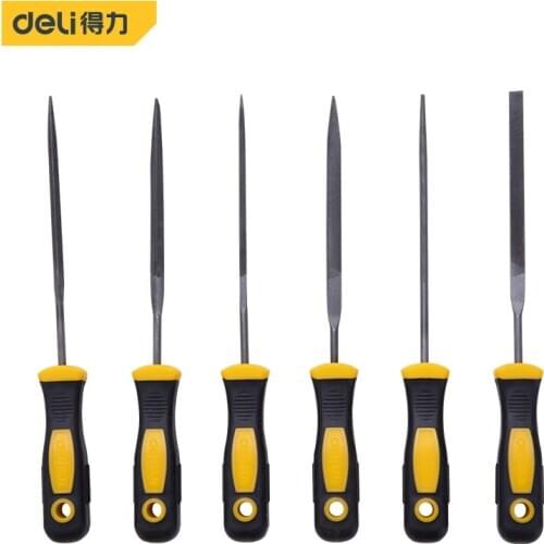 Deli 6Pcs Steel Metal File Assorted Rasp Diamond Needle File Set Repair Tool Steel Rasp Set Flat Round Square Triangle Rasp
