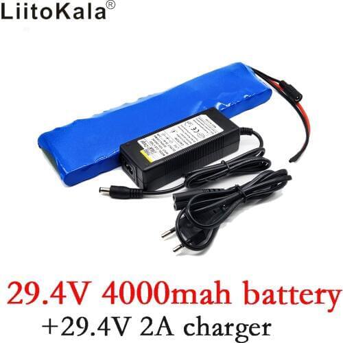 HK LiitoKala 24V 4Ah 7S2P 18650 Battery li-ion battery 29.4v 4000mah electric bicycle moped /electric +2A charger