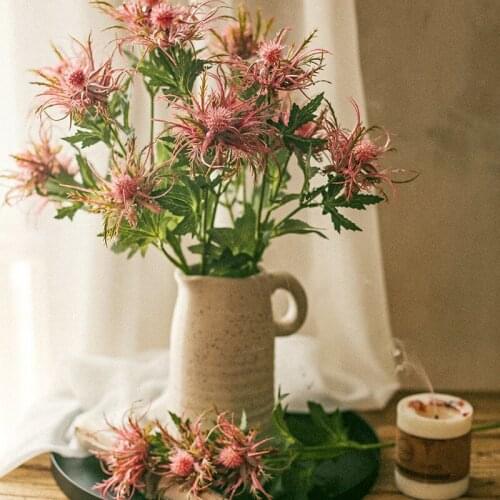 Artificial Flowers Plants 70cm Alpine Eryngium Grass Home Wedding Decoration American Country Garden Flower Arrangement