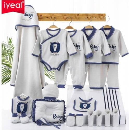 IYEAL 20 Pcs Cotton Newborn Layette Gift Set for Baby Girls Newborn Boy Clothes & Accessories Set Fits Newborn to 3 Months