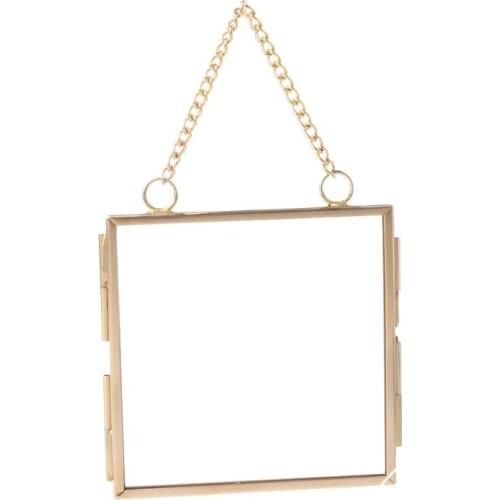 Creative DIY Chain Retro Metal Photo Frame High Translucent Glass Photo Frame Specimen Folder 2 Size Optional