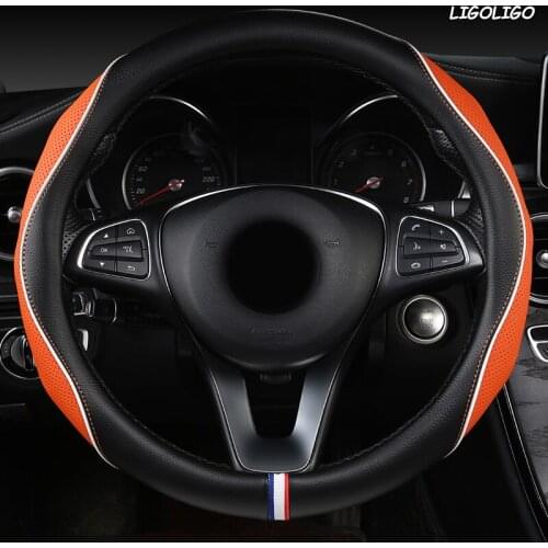 LIGOLIGO Leather Car Steering Wheel Cover For Fiat 500 500X Ducato Grande Punto Tipo Panda Freemont Bravo Stilo