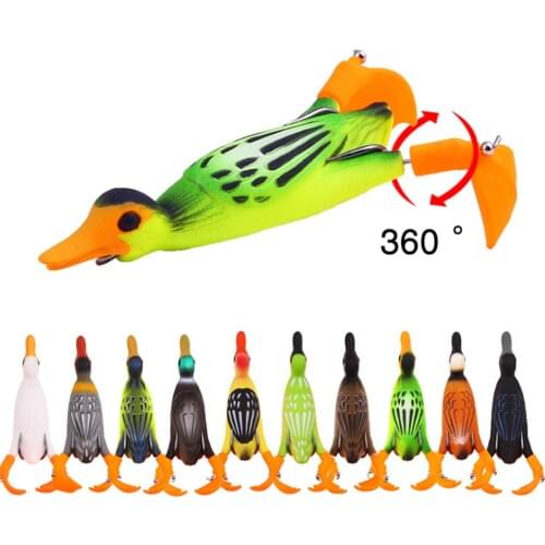 1PCS Duck Soft Fishing Lure 9.5cm 12g Whopper Plopper Floating Artificial Bait Rotating Tail For Carp Bass Fishing Tackle
