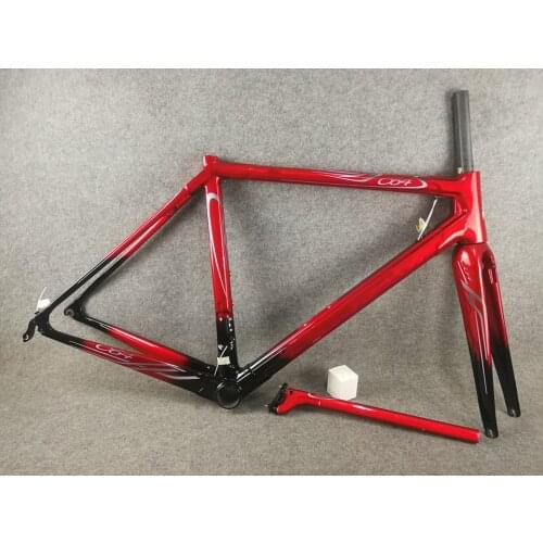 New Red Black Color Glossy Carbon Frame C64 Road Frames V Brake Carbon Road Bicycle Frameset