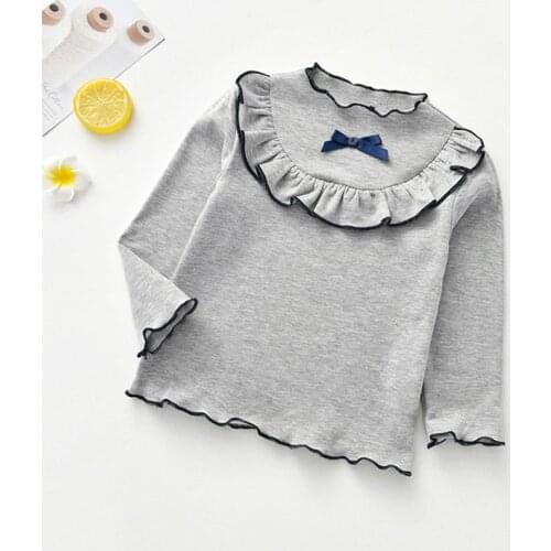 New Bow Baby Solid Casual Basic Knitted Casual Loose Sweater Crewneck Kids Slouchy Soft Spring Autumn Clothing 2-6Y Kids Clothes