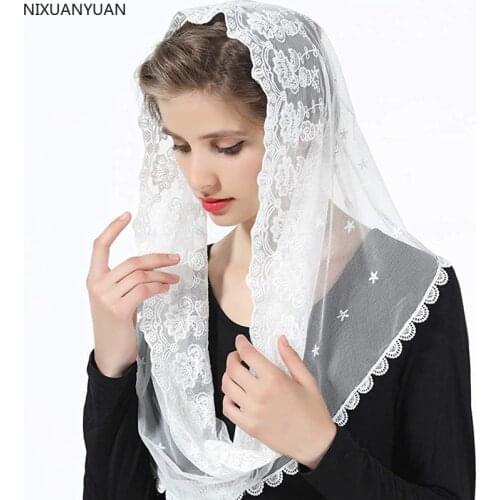 Wholesale 1PC Fashion Female Ladies Veil Tassel Shawls Scarves Catholic Mantilla Church Women Scarf Fashion Women Scarf