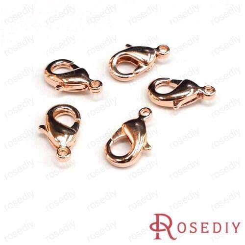 Wholesale 12*6mm Champagne Gold color Copper 902 Lobster Clasps Diy Jewelry Findings Accessories 10 Pieces(JM5622)