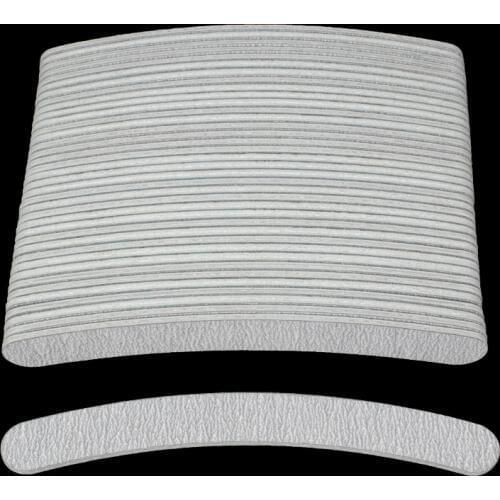 50Pcs Curved Grey Nail Files Buffer 100/180 Banana lime a ongle Professional Nails File Sandpaper Double Side Buffing File Tools