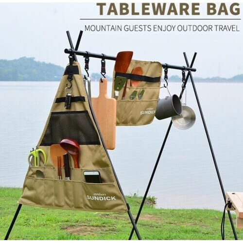 Portable Barbecue Tableware Storage Bag Oxford Cloth Outdoor Camping Picnic Bag Triangle Square Hanging Tableware Storage Bag