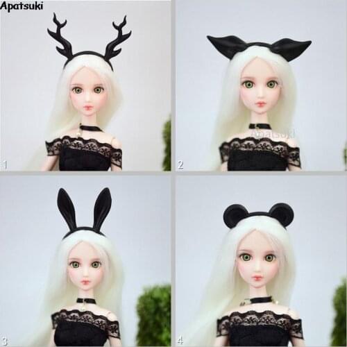 Black Pretty Ear Headband Tiara For Barbie Doll Accessories Plastic Headwear Hairwear Hair Accessories For 1/6 Dollhouse DIY Toy