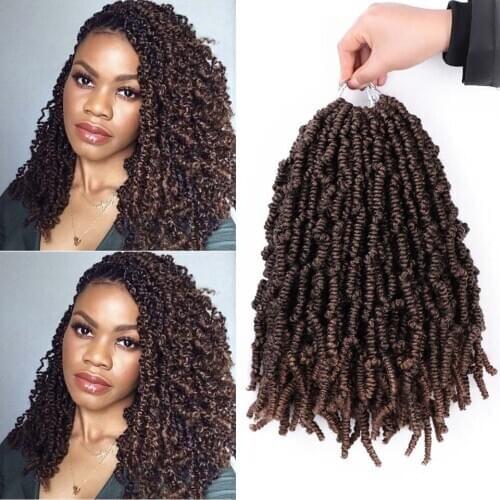 Pre-twisted Spring Bomb Twist Passion Twists Short Ombre Crochet Synthetic Braiding Hair Extensions 12inch