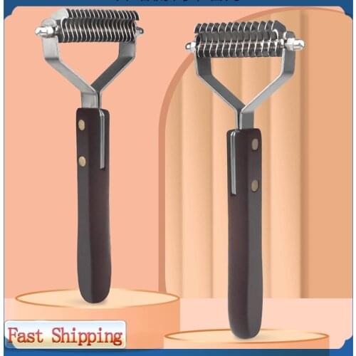 Professional Pet Dogs Brush Gently Efficient Safe Pet Comb Rake Removes Undercoat Knots Wooden Handle Puppy Goomer Dropshipping