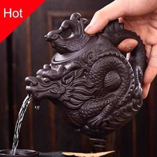 Drop Shipping Purple Clay Teapot,traditional Chinese Tea Pot Dragon And Phoenix Tea Kettle Premium Tea,purple Clay Tea Set