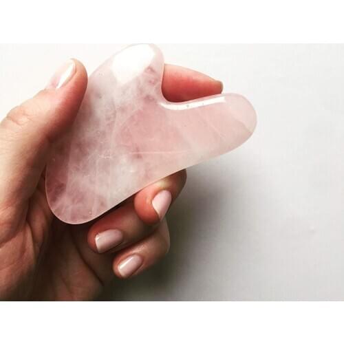 Pink Rose Quartz Stone Face Massage Tool Heart Shape Jade Guasha Stone for Face Neck Skin Lifting Wrinkle Remover Beauty Care