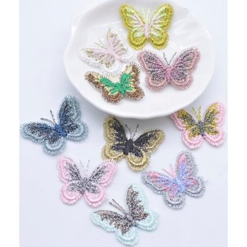 10Pcs 30*25mm Kawaii Embroidered Mesh Butterfly for Baby Clothes Hat Gloves Decor Patches DIY Headwear Hair Clips Accessories