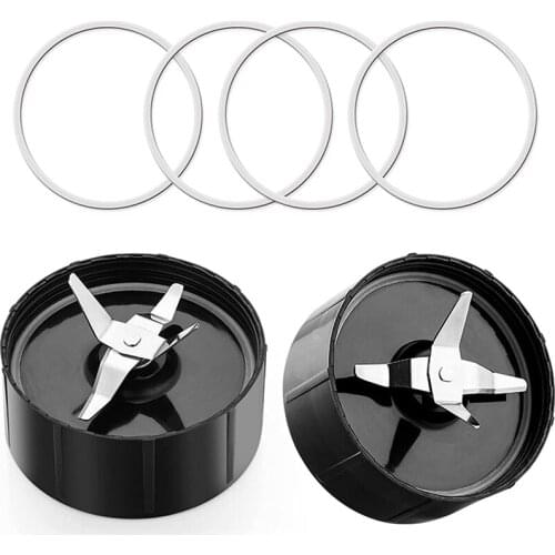 Replacement Parts 2 Cross Blades & 4 Rubber Rings Food Processor Blade For 250W Magic MB1001 Blender Gasket Set