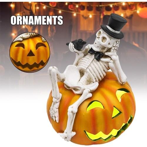 Halloween Skull Pumpkin Light Creative Glowing Resin Ornament for Home Garden Courtyard Decoration MC889