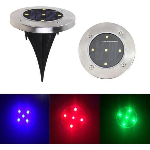 Outdoor Garden Lawn Buried Solar Light 5 LED Underground Waterproof Sunlight Red Green Blue Lighting