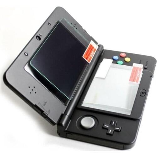 Top Tempered Glass LCD Screen Protector+Bottom PET Clear Full Cover Protective Film Guard for Nintendo Small New 3DS Console