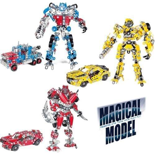 Magical Model DIY Assemble Metal Construction Kit Robot or Car Metal Blocks Scale STEM Construction Playset Educational Toys