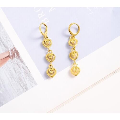 Bangrui Heart Earring For Girls/Ladies Birthday Gift Trendy Gold Color Engagement /Wedding Bands Promise Earring