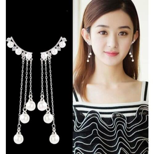 Korean Version Of The 2019 New Fashion Earrings New Wild Temperament Pearl Long Tassel Ladies Earrings Manufacturers Wholesale