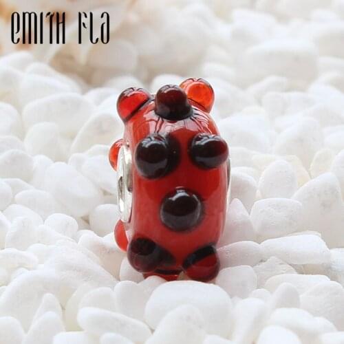 Women Large Hole Colorful Murano Glass Charm Beads Fit European Bracelet Silver 925 Jewelry Beads for Jewelry Making Charms Gift