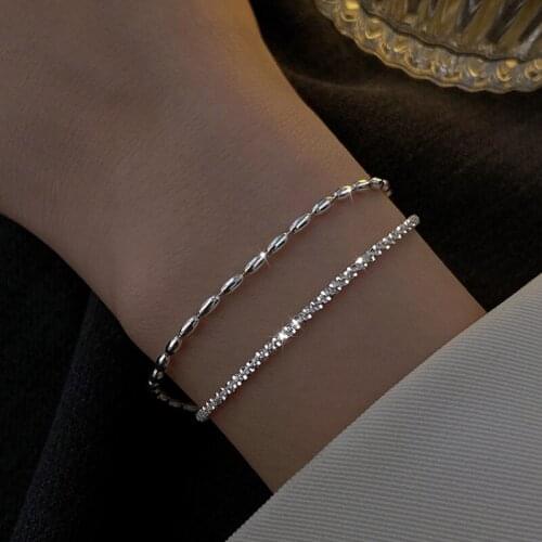 New Fashion 925 Sterling Silver Double Layer Bracelet Beads Exquisite Simple Women Bracelet Fine Jewelry Accessories