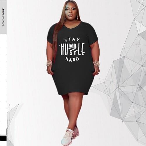 Fashion Womens Plus Size Dresses 5xl Sexy V Neck Short Sleeve Letter Pattern Pocket Casual Dress Summer Wholesale Dropshipping