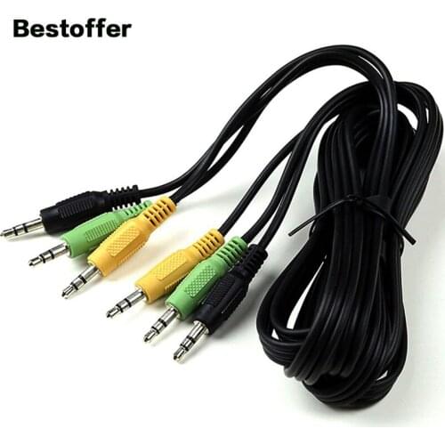1.5M DC 3*3.5mm (1/8") TRS Male to Male Plug 3 in 1 Stereo Audio Extension Cable
