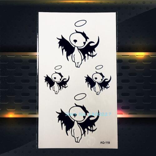 1PC Flash Black Temporary Tattoo Stickers For Sexy Girls PAQ-118 Cute Angel Wings Women Makeup Tatoo Fashion Children Tattoo