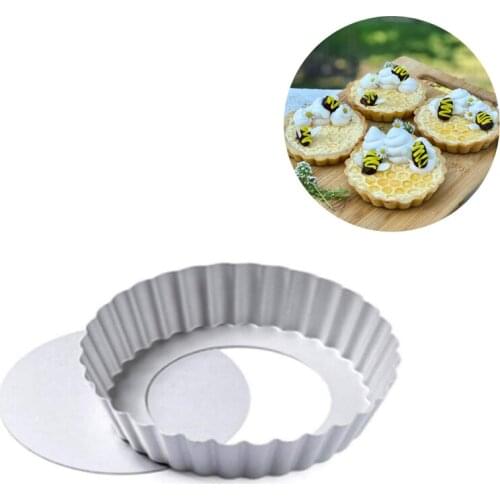 100 PCS Mini Tart Pan Removable Bottom Non-Stick Round Quiche Bakeware Cakes Desserts Cookie Pudding Mold 4-Inch Wholesale K1