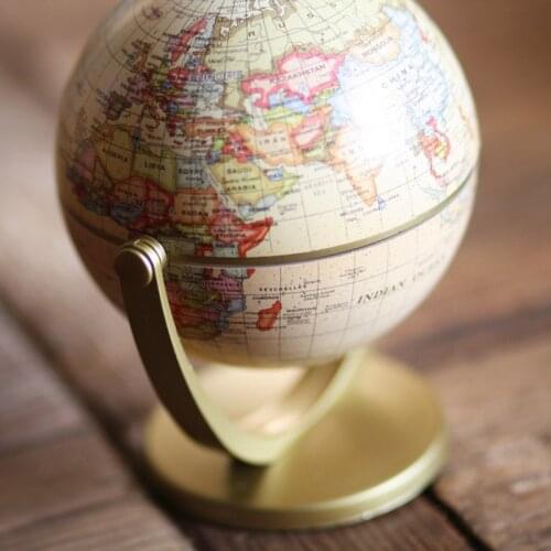 12cm Retro Globe 360 Rotating Earth World Ocean Map Ball Antique Desktop Geography Learning Education Home School Decoration