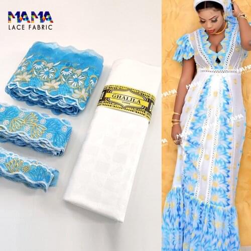 2021 High Quality African Lace Fabric Bazin Riche With Ribbon Bilateral Handicrafts Senega Wedding Dress Material Sewing