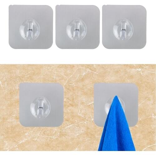 5pcs Hanging Stuff Transparent Strong Self Adhesive Hanger Key Holder For Kitchen Bathroom Wall Hooks Storage Hangers